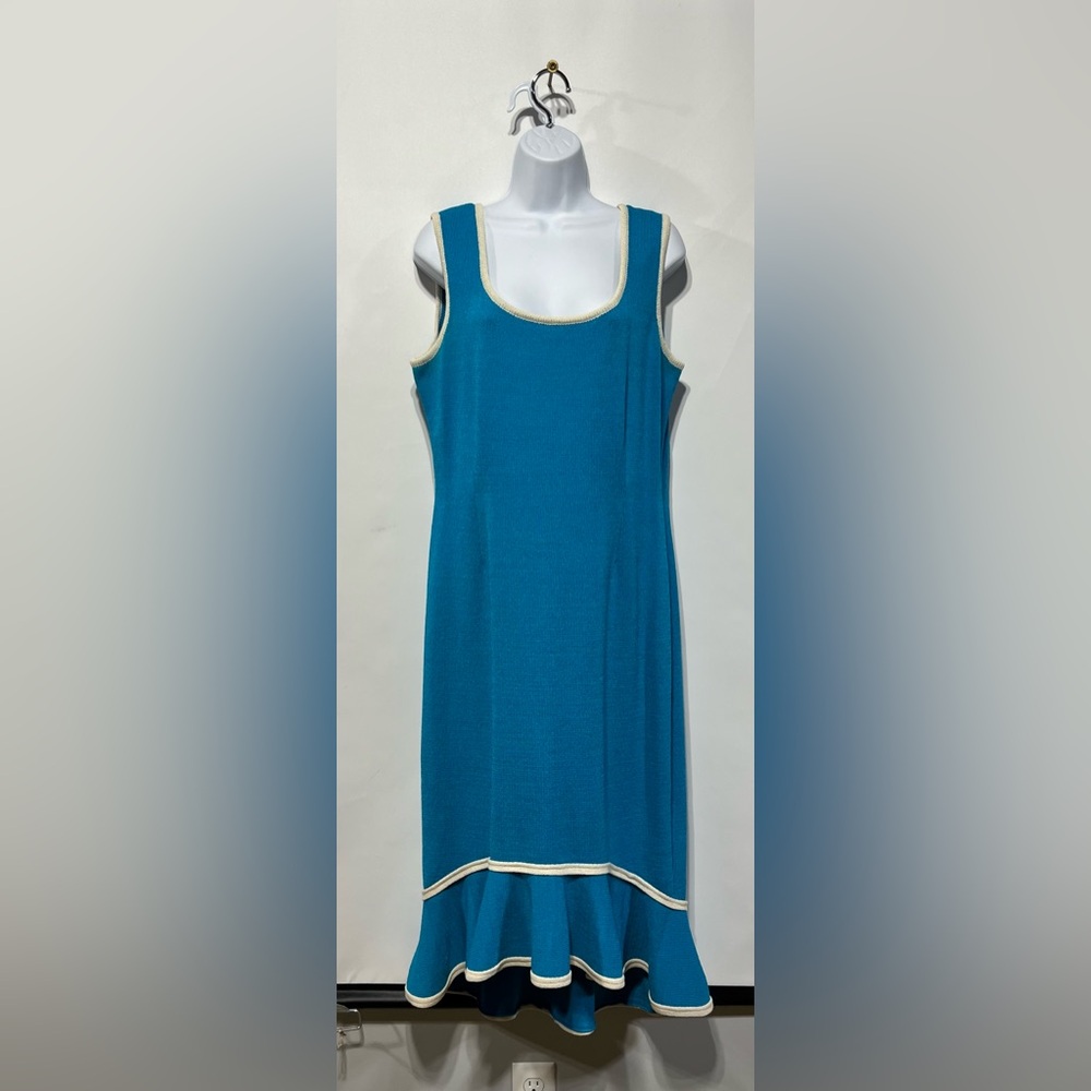 Elana Sleeveless knit sheath style double-ruffle flounce‎ hem Size XL